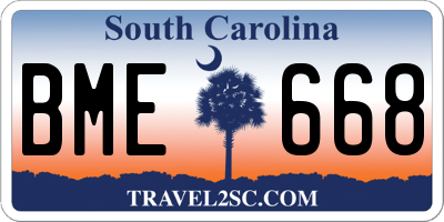 SC license plate BME668