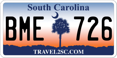 SC license plate BME726