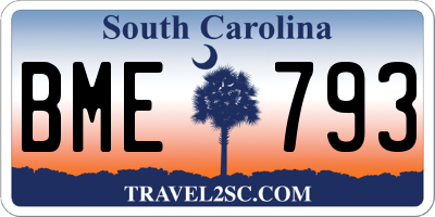 SC license plate BME793