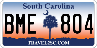 SC license plate BME804