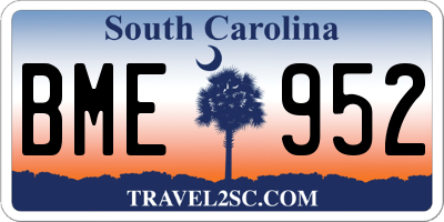 SC license plate BME952