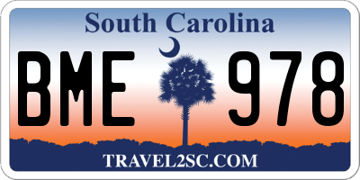 SC license plate BME978