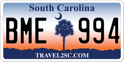 SC license plate BME994