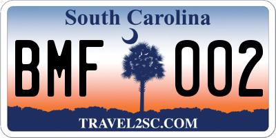 SC license plate BMF002