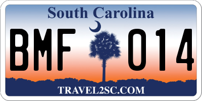 SC license plate BMF014