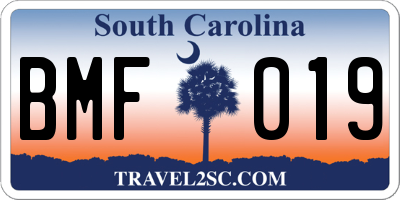 SC license plate BMF019
