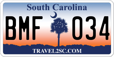 SC license plate BMF034