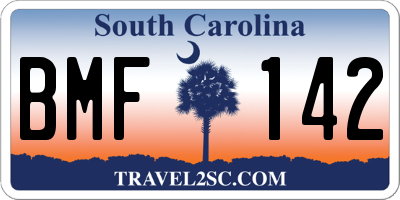 SC license plate BMF142