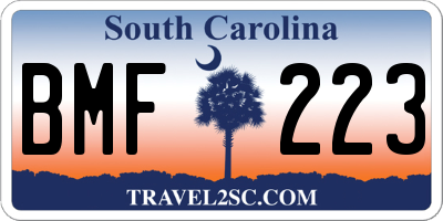 SC license plate BMF223