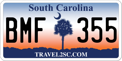 SC license plate BMF355