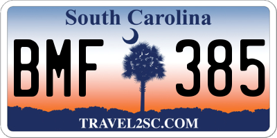 SC license plate BMF385