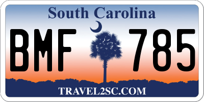 SC license plate BMF785