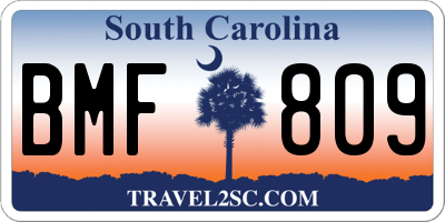 SC license plate BMF809