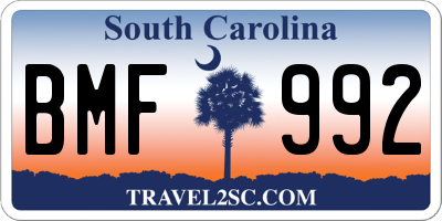 SC license plate BMF992