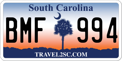 SC license plate BMF994
