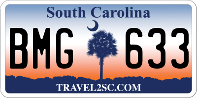 SC license plate BMG633