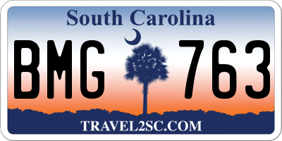 SC license plate BMG763