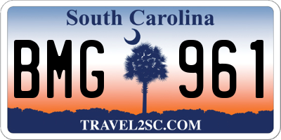 SC license plate BMG961