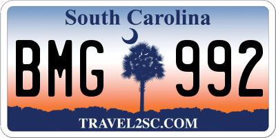 SC license plate BMG992