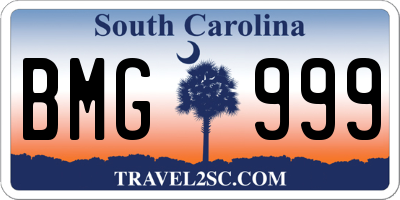 SC license plate BMG999