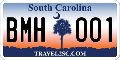 SC license plate BMH001