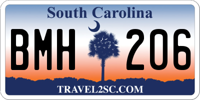 SC license plate BMH206