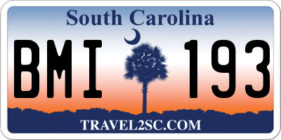 SC license plate BMI193