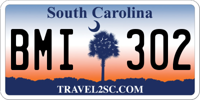 SC license plate BMI302