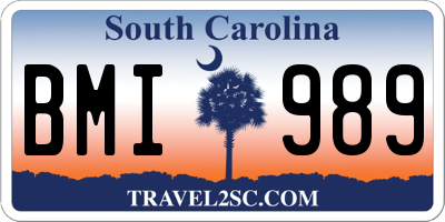 SC license plate BMI989
