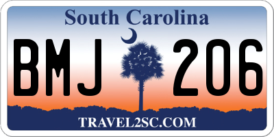 SC license plate BMJ206