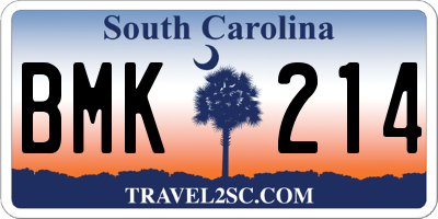 SC license plate BMK214