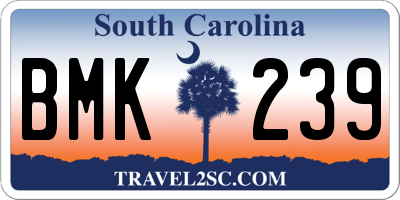 SC license plate BMK239