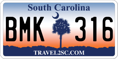 SC license plate BMK316