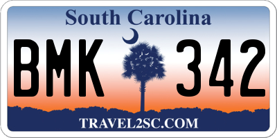 SC license plate BMK342