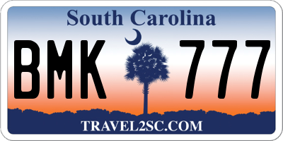 SC license plate BMK777