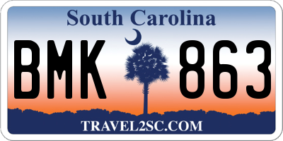 SC license plate BMK863