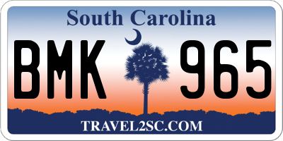 SC license plate BMK965