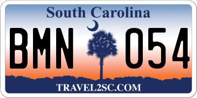 SC license plate BMN054