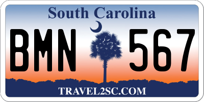 SC license plate BMN567