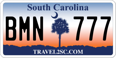SC license plate BMN777