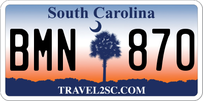 SC license plate BMN870