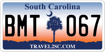 SC license plate BMT067
