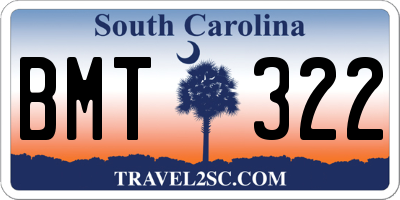 SC license plate BMT322