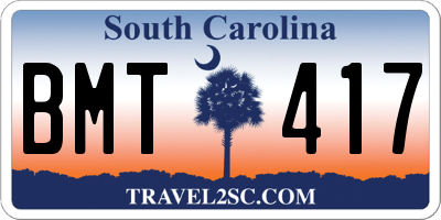 SC license plate BMT417