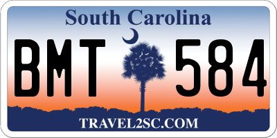 SC license plate BMT584