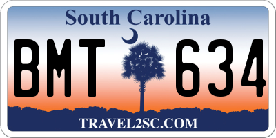 SC license plate BMT634