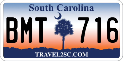 SC license plate BMT716