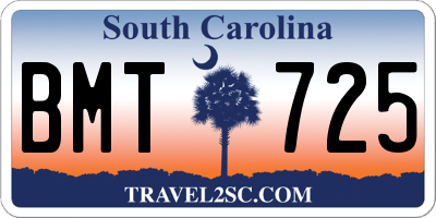 SC license plate BMT725