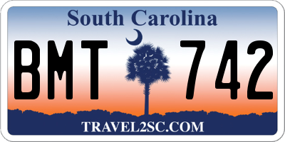 SC license plate BMT742