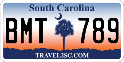 SC license plate BMT789